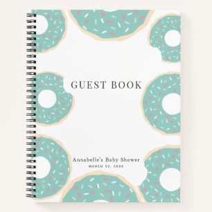 Carnet Saupoudrer de Baby shower de beigne verte