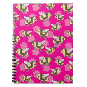 Carnet Sauver les abeilles sur fond floral rose