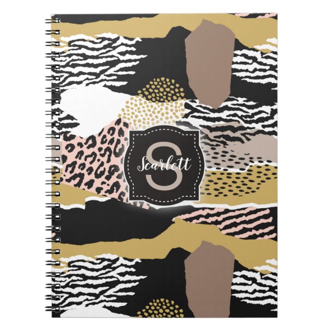 Carnet Savannah avec Monogramme personnalisé et nom (Devant)