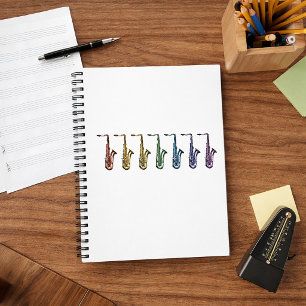 Carnet Saxophones ténor arc-en-ciel vibrant