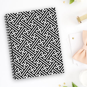 Carnet Sayagata motif, japonais, noir et blanc
