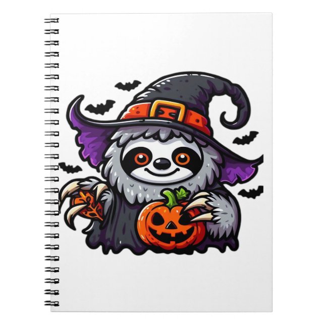 Carnet Scary Halloween Sloth Witch Costume Casquette Mer  (Devant)