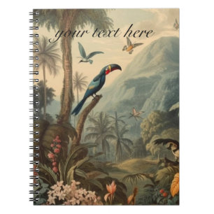 Carnet Scène botanique vintage de Toucans et fleurs