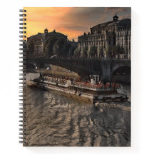 Scène de coucher de soleil sur la ville de Paris, 