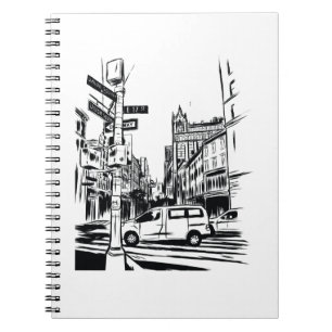 Carnet Scène de rue urbaine noire et blanche à New York