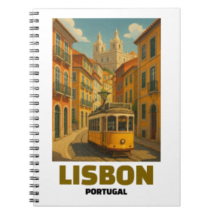 Carnet Scène de rue vintage tramway rétro Lisbonne Portug