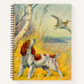 Carnet scène forestière avec chien et oiseau