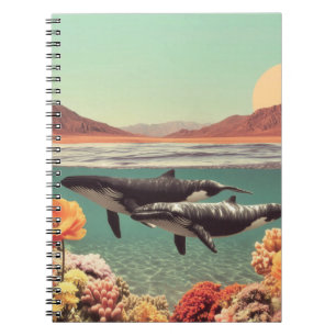 Carnet Scène Océanique Surréelle Avec Baleines Et Corail