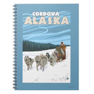 Carnet Scène Sledding de chien - Cordova, Alaska