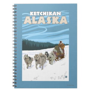 Carnet Scène Sledding de chien - Ketchikan, Alaska