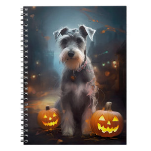 Carnet Schnauzer d'Halloween avec la peur Citrouille