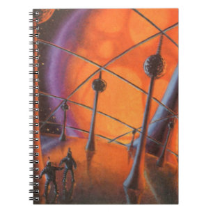 Carnet Science-fiction vintage, soleil orange et extrater