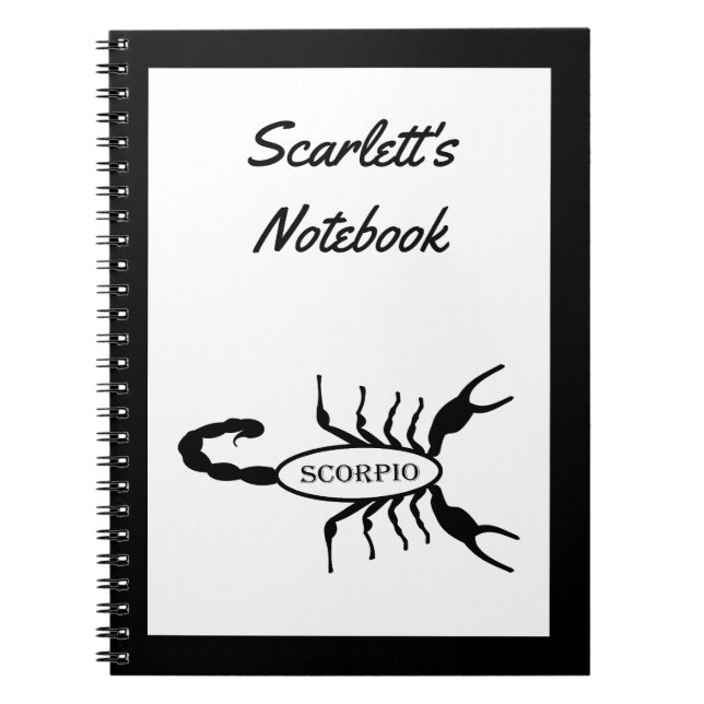 Carnet Scorpio Black Scorpion Star Sign Custom (Devant)