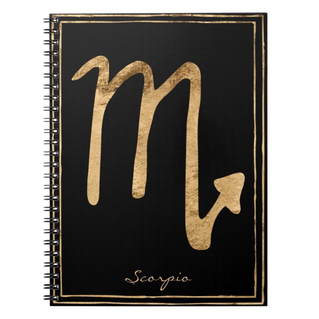 Carnet Scorpio martelé or stylisé symbole astrologie styl (Devant)