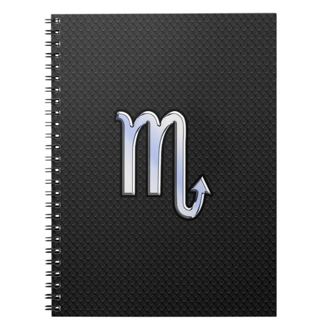 Carnet Scorpio Zodiac chrome comme Signe peau de serpent  (Devant)