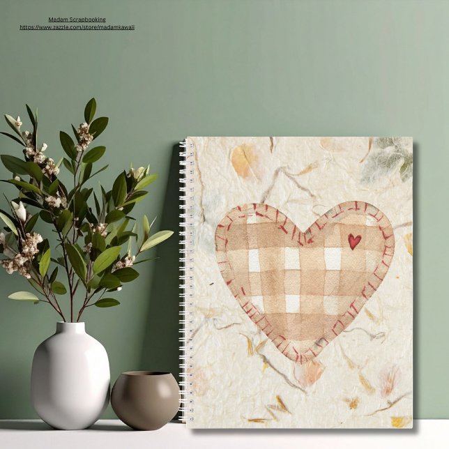 Carnet Scrapbook personnalisé papier Kraft coeur (Créateur téléchargé)