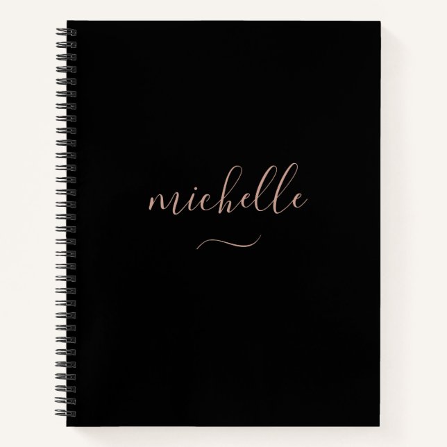 Carnet Script Chic Monogramme Noir Or (Devant)