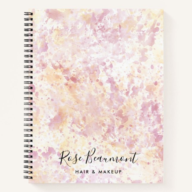 Carnet Script d'aquarelle rose jaune moderne (Devant)