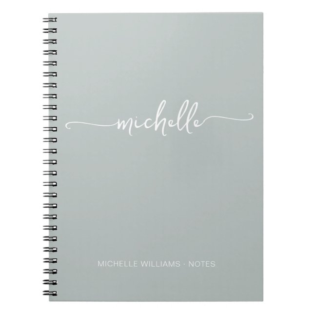 Carnet Script de monogramme de fille verte de taille déli (Devant)