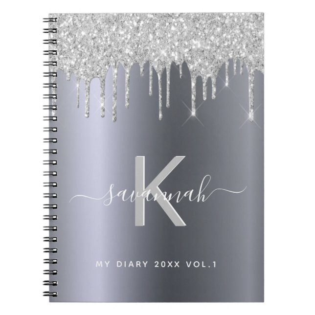 Carnet Script de monogramme de parties scintillant en arg (Devant)