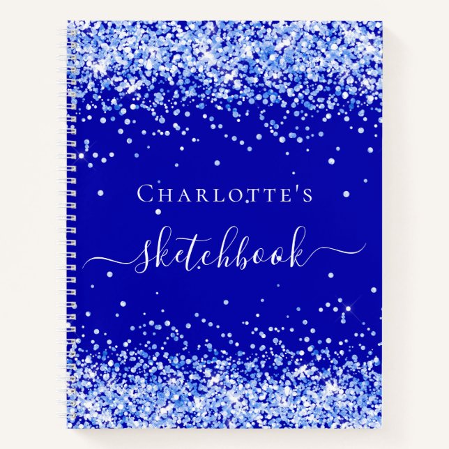 Carnet Script de nom de parties scintillant bleu royal du (Devant)