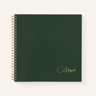 Carnet Script de nom personnalisé vert émeraude