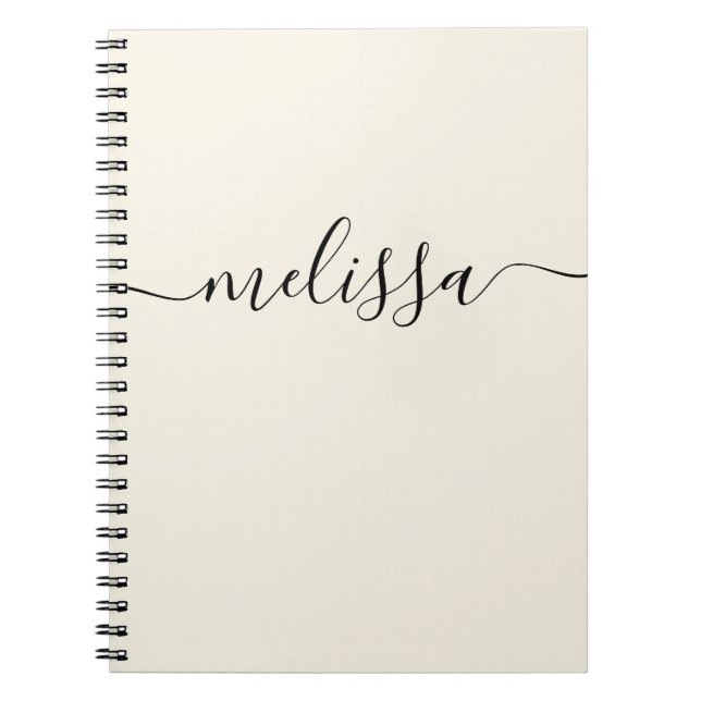 Carnet Script de signature de crème minimaliste moderne (Devant)