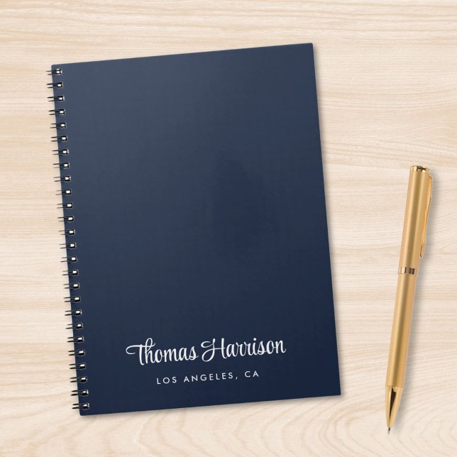 Carnet Script de signature élégant Monogramme bleu (Empower your name in our signature script as your logo and brand identity)