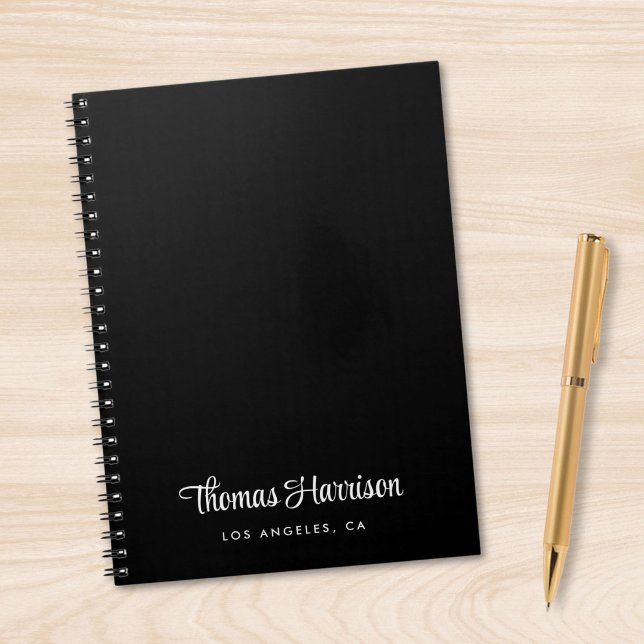 Carnet Script de signature élégant Monogramme noir (Empower your name in our signature script as your logo and brand identity)