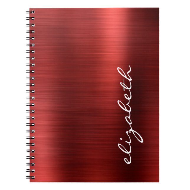 Carnet Script de signature en métal brossé rouge rubis (Devant)