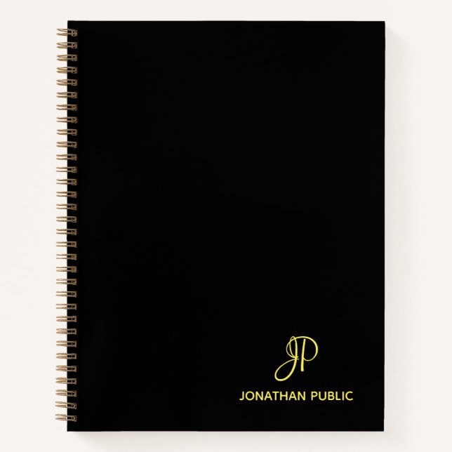 Carnet Script d'entreprise Gold Monogramme initial Profes (Devant)