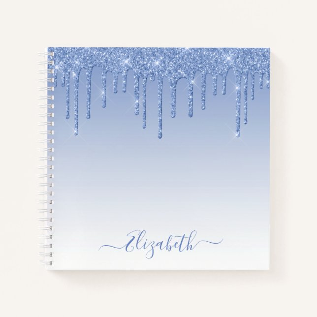 Carnet Script élégant moderne Parties scintillant bleue D (Devant)