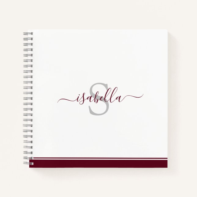 Carnet Script initial monogramme Bourgogne (Devant)
