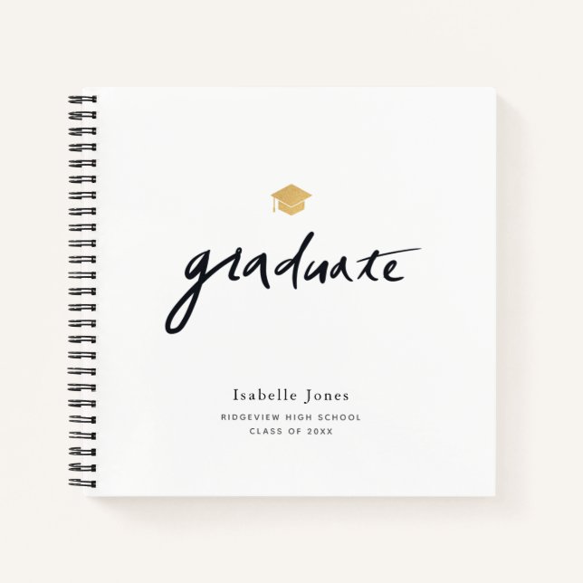 Carnet Script manuscrit blanc photo collage Graduation (Devant)