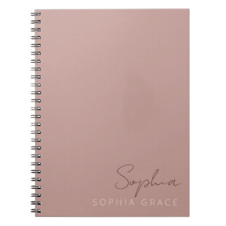 Carnet Script manuscrit moderne personnalisé Rose poussié