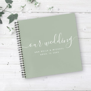 Carnet Script moderne élégant Sage Green Mariage invité