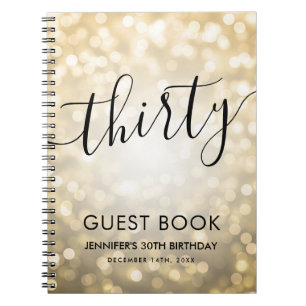 Carnet Script moderne Gold Lights 30th Birthday GUEST LIV