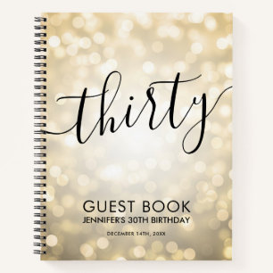 Carnet Script moderne Gold Lights 30th Birthday GUEST LIV