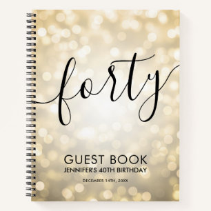 Carnet Script moderne Gold Lights 40th Birthday GUEST LIV