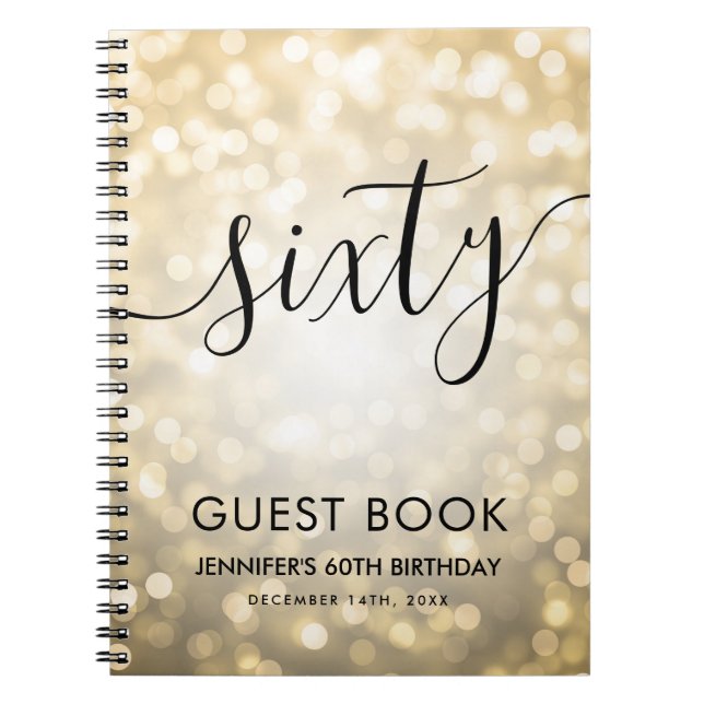 Carnet Script moderne Gold Lights 60e anniversaire GUEST  (Devant)
