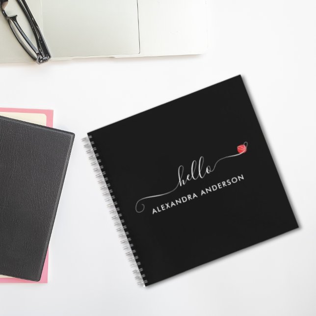 Carnet Script moderne minimal Hello Coeur (Minimal Modern Script Hello Heart Notebook)