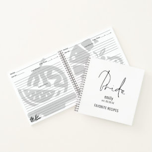 Carnet Script moderne Nom de la mariée Date Recette