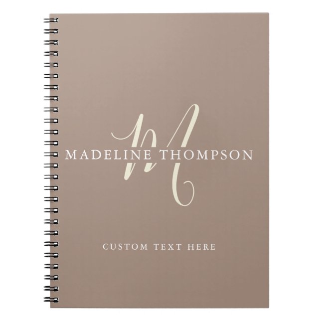 Carnet Script Monogrammé Beige Chaleur (Devant)