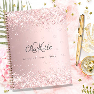 Carnet Script monogramme de poussière de parties scintill