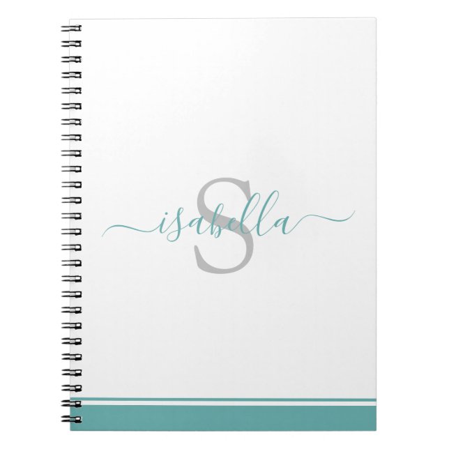 Carnet Script Turquoise monogramme (Devant)