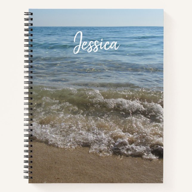 Carnet Sea & Sand Beach Waves Nom personnalisé (Devant)