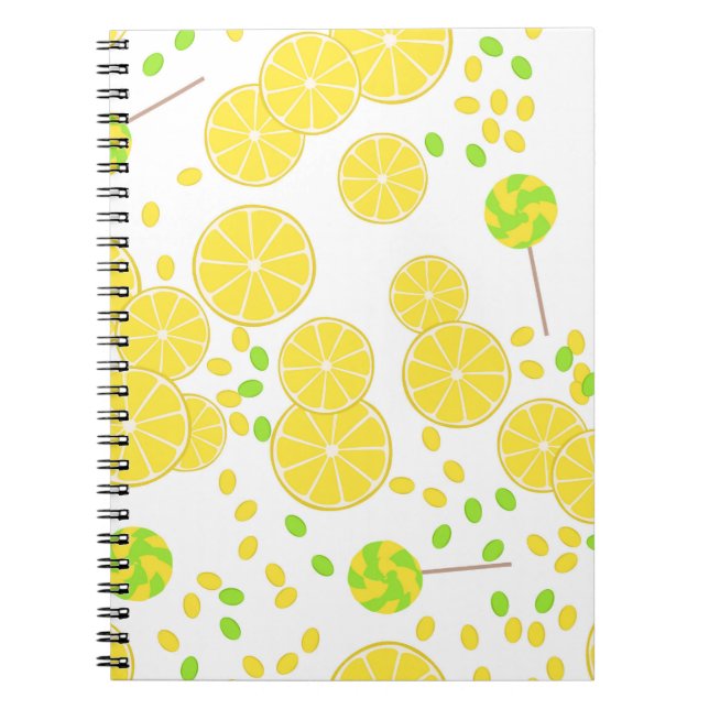 Carnet Seamless bright lemon slices candy lollipops (Devant)