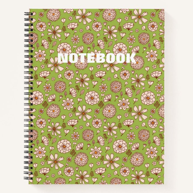 Carnet Seamless Floral pattern Green (Devant)