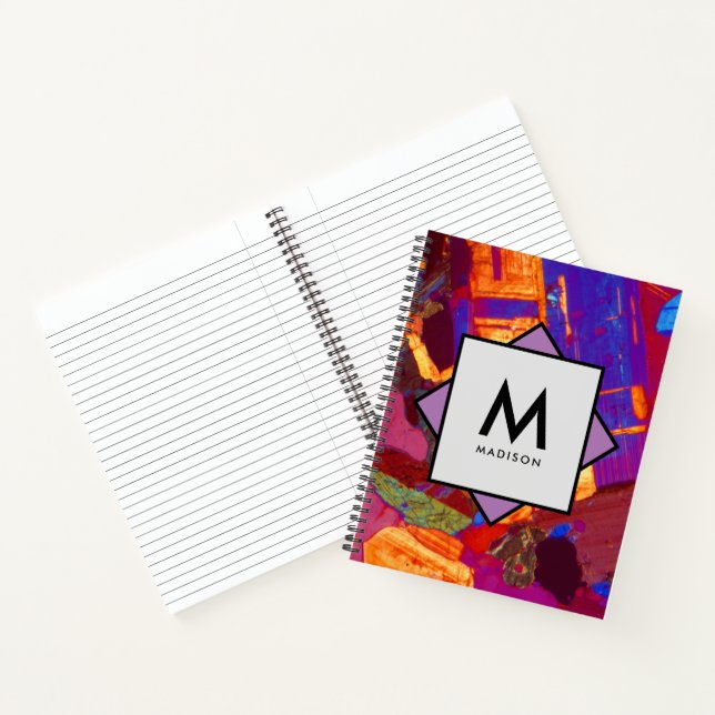 Carnet Section mince en granit avec nom et monogramme sur (Intérieur)