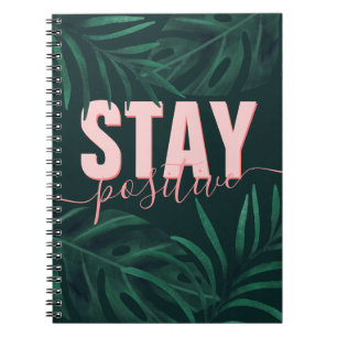 Carnet Séjour rose motivant feuilles tropicales positive